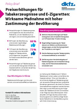 Preiserhöhungen für Tabakerzeugnisse und E-Zigaretten: Wirksame Maßnahme mit hoher Zustimmung der Bevölke-0